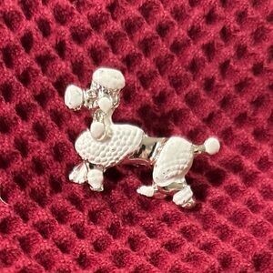 Vintage Silver & White poodle pin